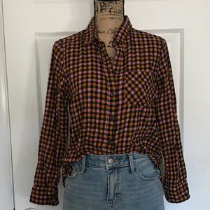 Pink and Orange Check Flannel Shirt